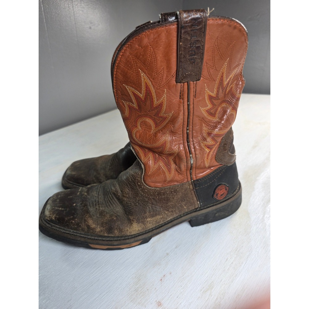 Justin Brown Leather Western Square Toe Boot CRAFTs/DECORATIONS